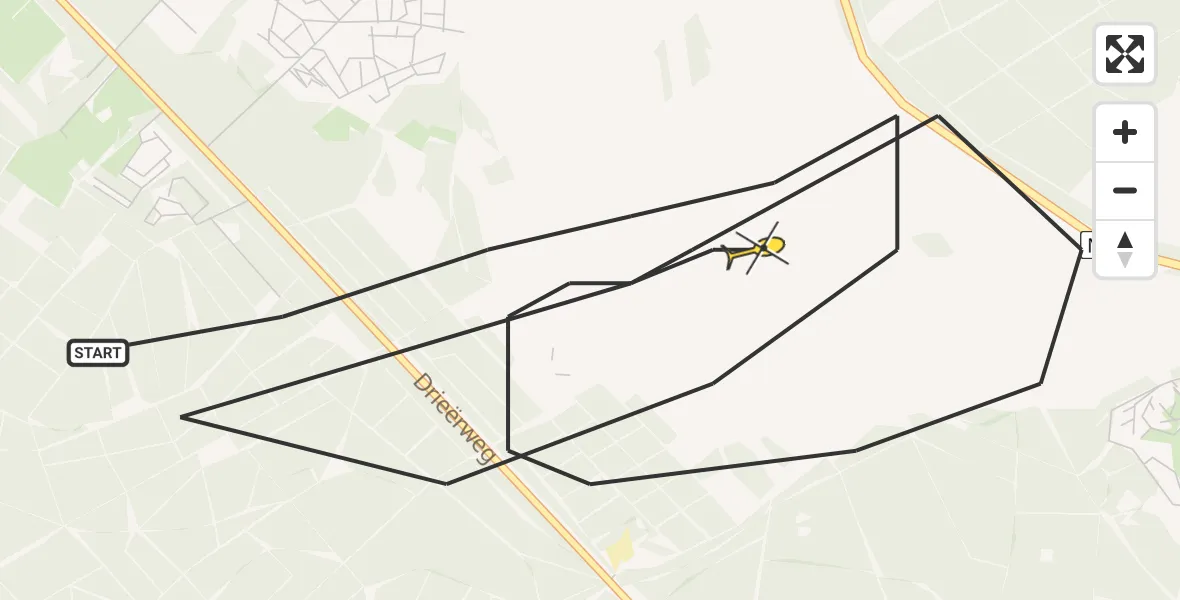 Routekaart van de vlucht: Politiehelikopter naar Ermelo