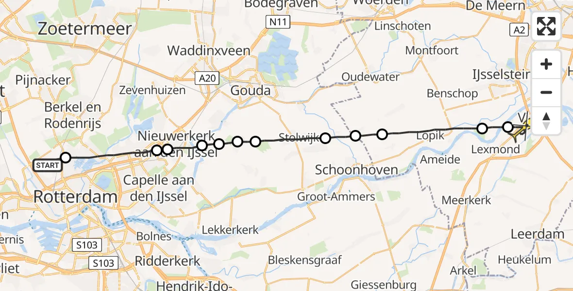 Routekaart van de vlucht: Lifeliner 2 naar Vianen