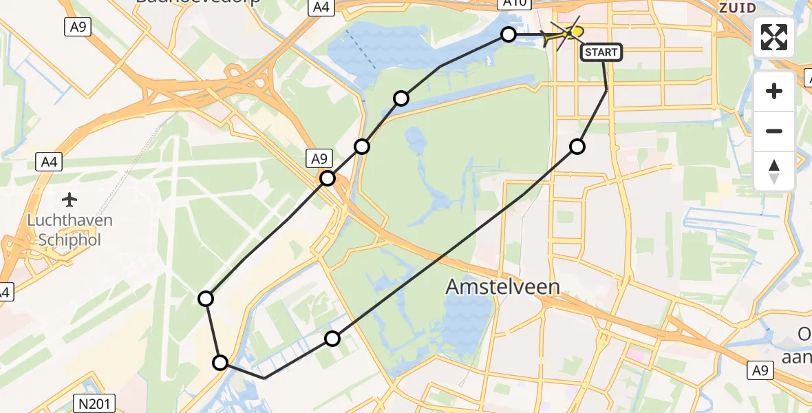 Routekaart van de vlucht: Lifeliner 1 naar VU Medisch Centrum Amsterdam