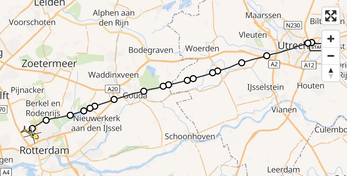 Routekaart van de vlucht: Lifeliner 2 naar Rotterdam The Hague Airport