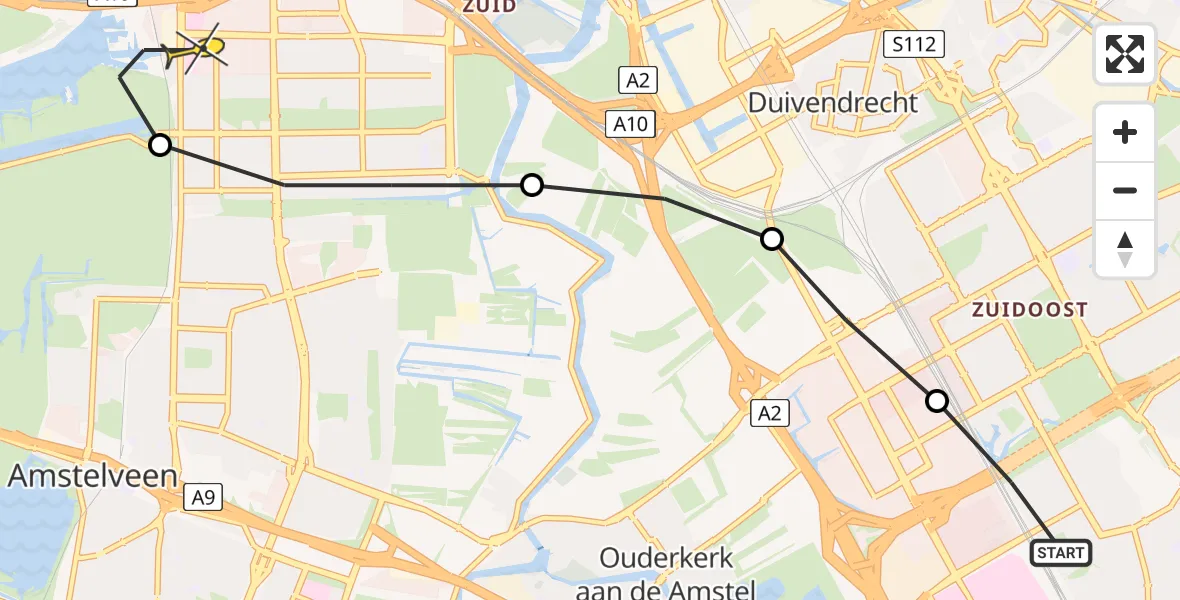 Routekaart van de vlucht: Lifeliner 1 naar VU Medisch Centrum Amsterdam