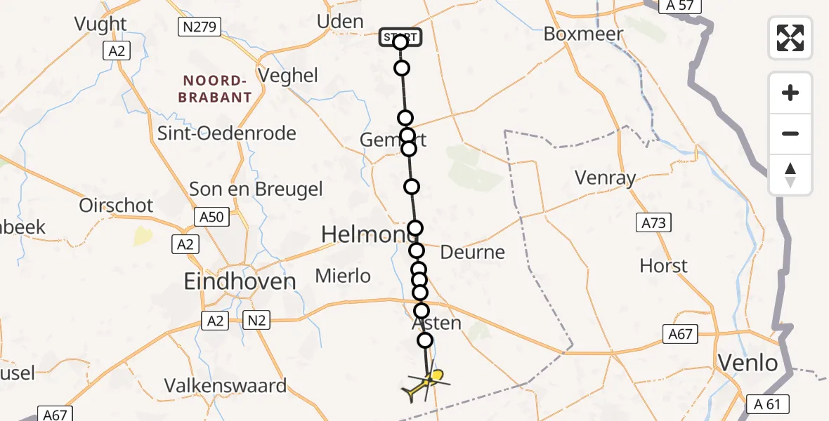 Routekaart van de vlucht: Lifeliner 3 naar Someren