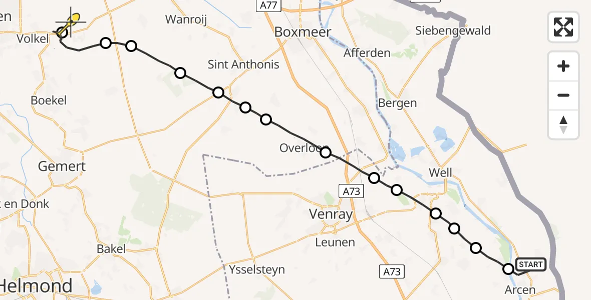 Routekaart van de vlucht: Lifeliner 3 naar Vliegbasis Volkel