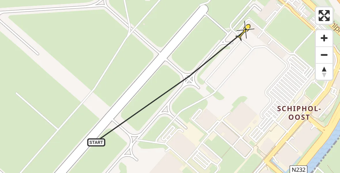 Vluchtroute Politiehelikopter van Schiphol naar Schiphol