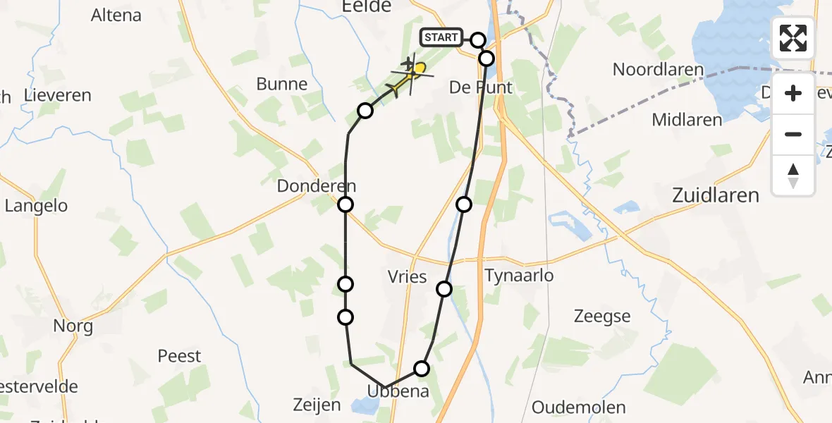 Routekaart van de vlucht: Lifeliner 4 naar Groningen Airport Eelde