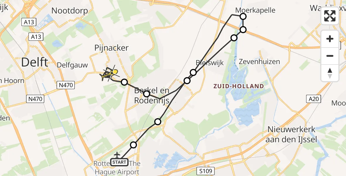 Routekaart van de vlucht: Lifeliner 2 naar Pijnacker