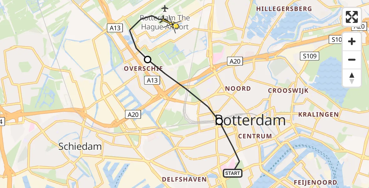 Routekaart van de vlucht: Lifeliner 2 naar Rotterdam The Hague Airport