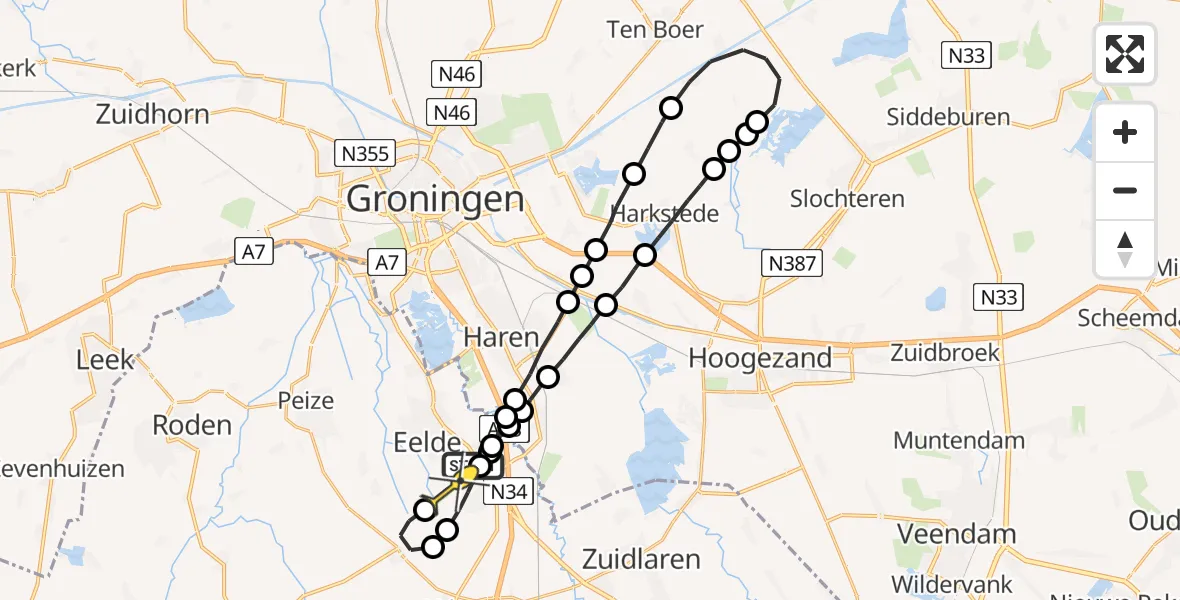 Routekaart van de vlucht: Lifeliner 4 naar Groningen Airport Eelde