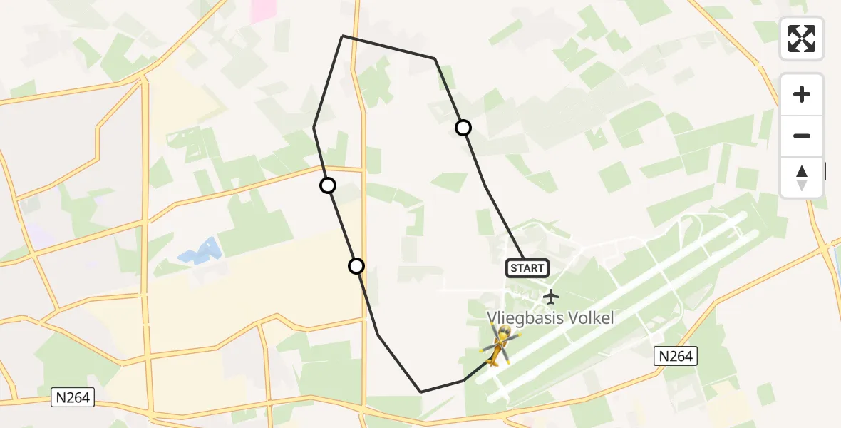 Vluchtroute Traumahelikopter Vliegbasis Volkel - Vliegbasis Volkel, 04 december 2022, 10:15