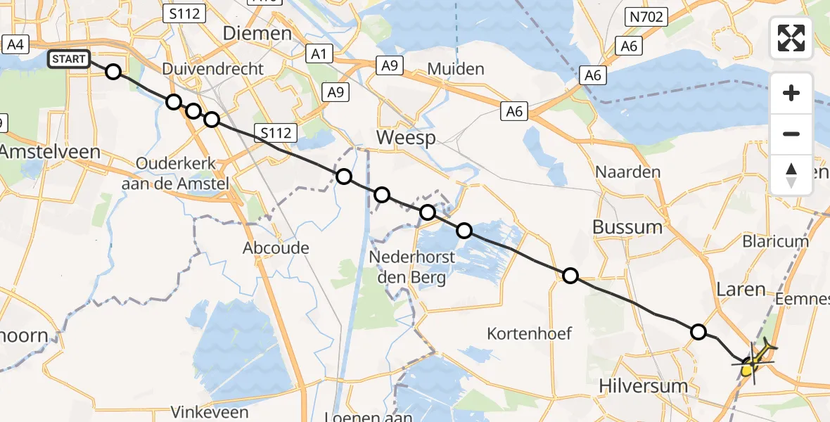 Routekaart van de vlucht: Lifeliner 1 naar Eemnes