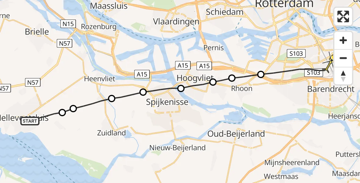 Routekaart van de vlucht: Lifeliner 2 naar Rotterdam