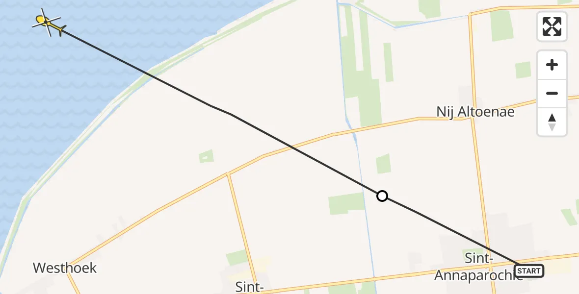 Routekaart van de vlucht: Ambulancehelikopter naar Oosterend