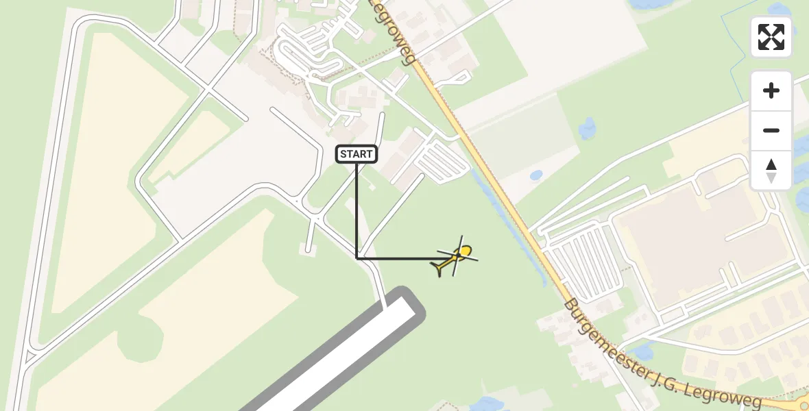 Routekaart van de vlucht: Traumahelikopter naar Groningen Airport Eelde
