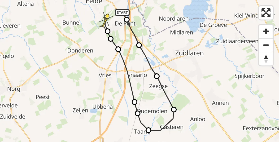 Routekaart van de vlucht: Lifeliner 4 naar Groningen Airport Eelde