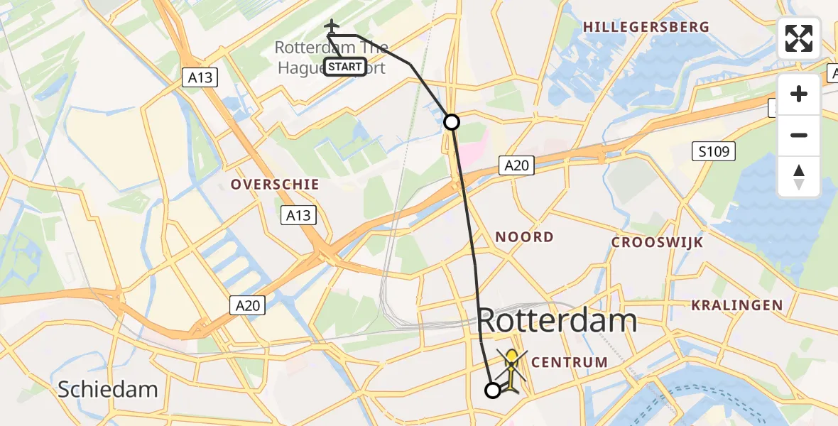 Routekaart van de vlucht: Lifeliner 2 naar Erasmus MC