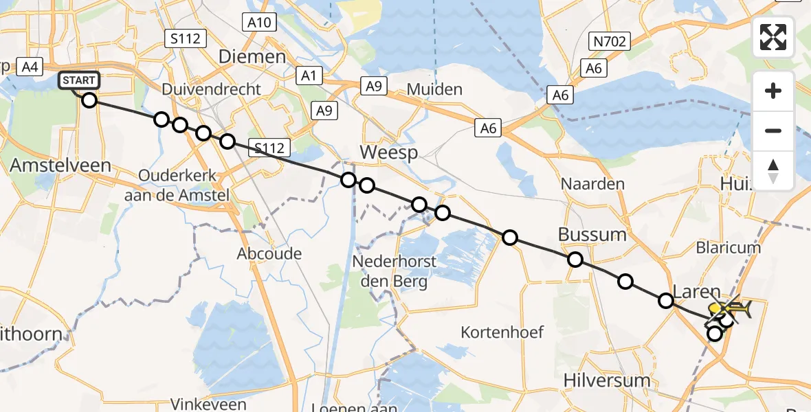 Routekaart van de vlucht: Lifeliner 1 naar Eemnes