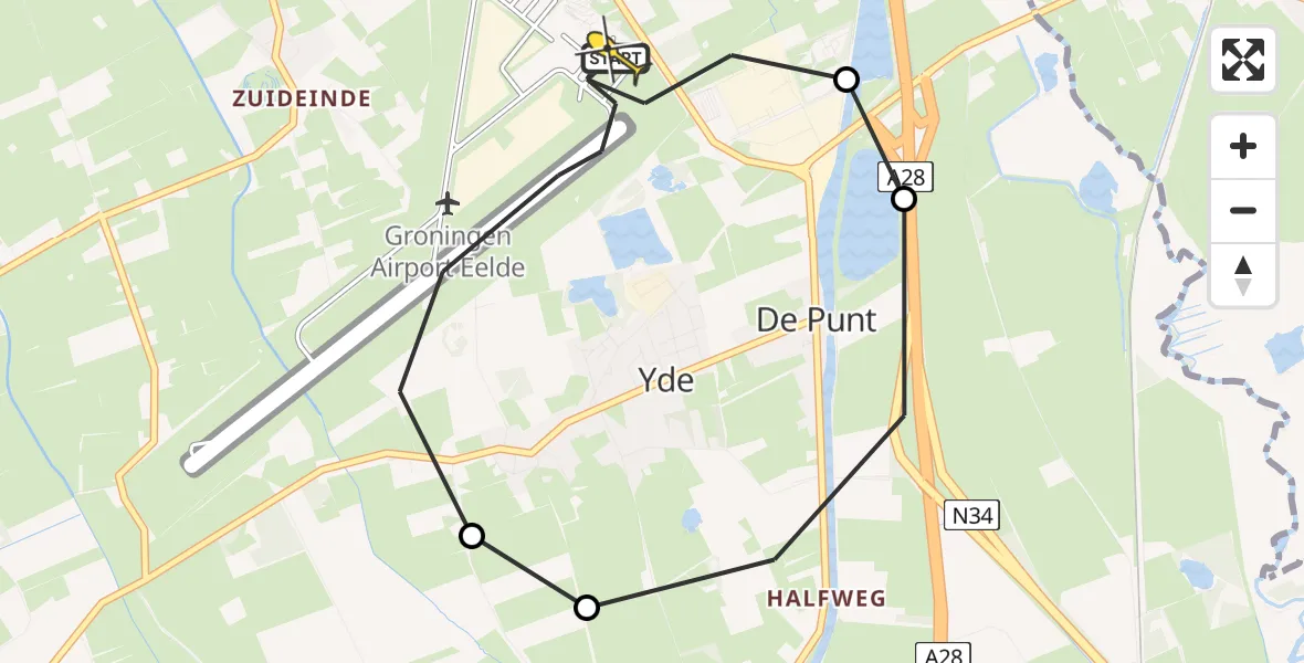 Routekaart van de vlucht: Lifeliner 4 naar Groningen Airport Eelde