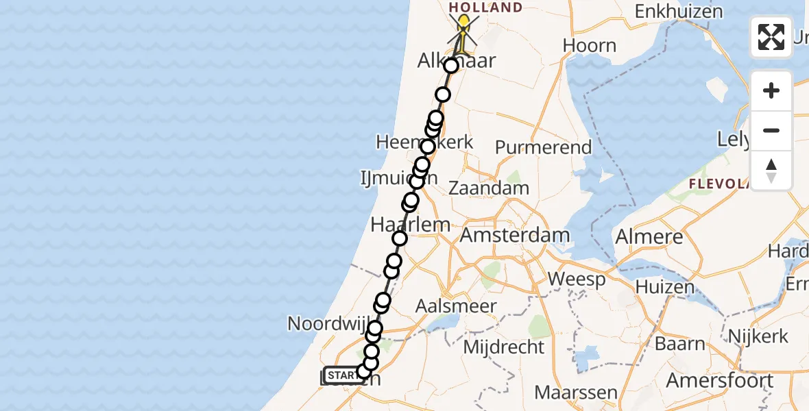 Routekaart van de vlucht: Lifeliner 1 naar Alkmaar