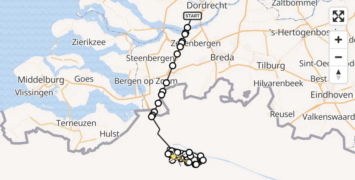 Routekaart van de vlucht: Politieheli naar Borsbeek