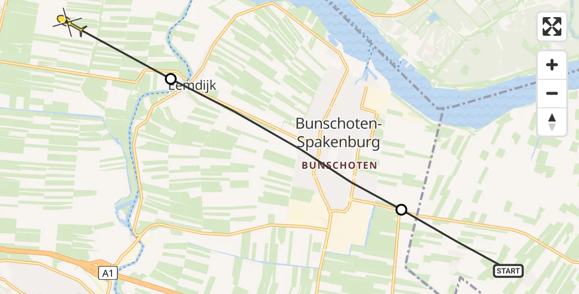 Routekaart van de vlucht: Ambulancehelikopter naar Eemnes