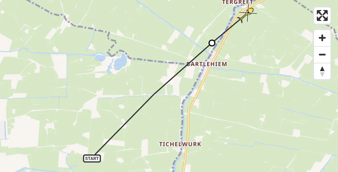 Routekaart van de vlucht: Ambulancehelikopter naar Wyns