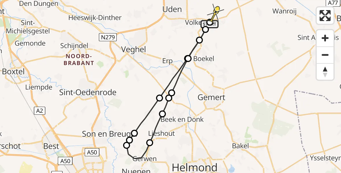 Routekaart van de vlucht: Lifeliner 3 naar Vliegbasis Volkel