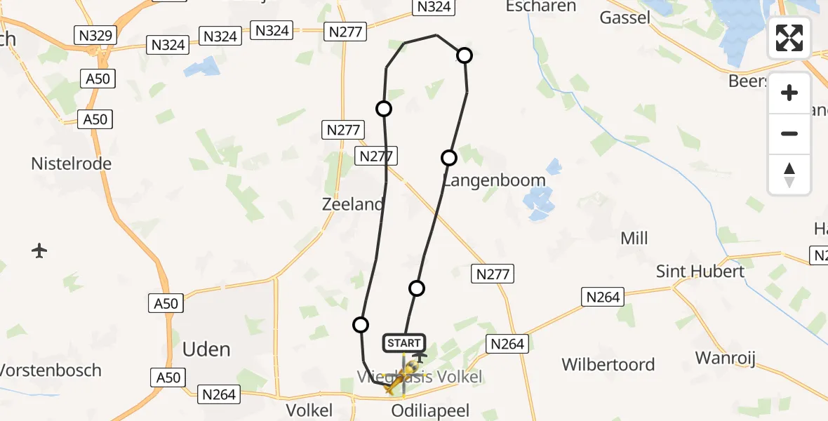 Vluchtroute Traumahelikopter Vliegbasis Volkel - Vliegbasis Volkel, 06 december 2022, 12:51