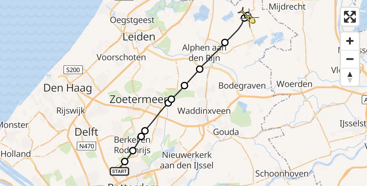 Routekaart van de vlucht: Lifeliner 2 naar Zevenhoven