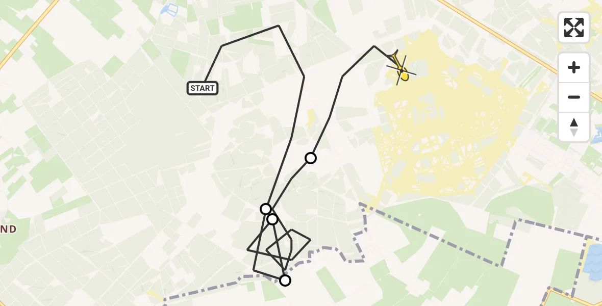Routekaart van de vlucht: Politiehelikopter naar Oirschot