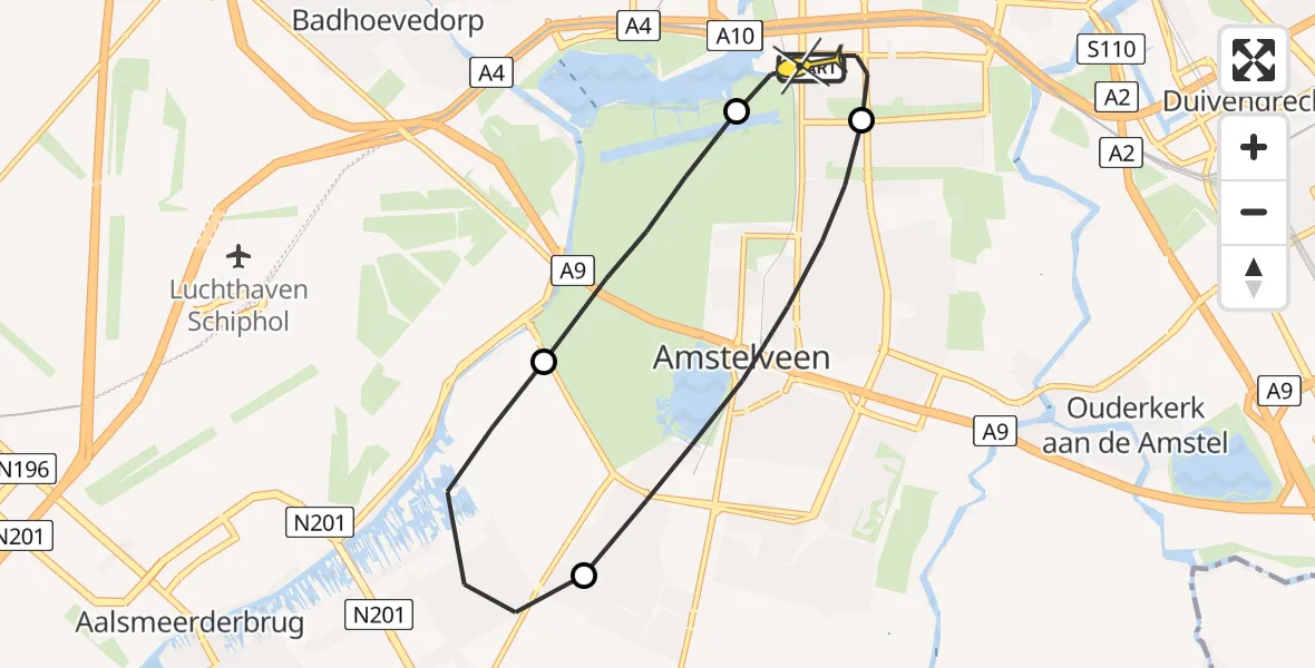 Routekaart van de vlucht: Lifeliner 1 naar VU Medisch Centrum Amsterdam