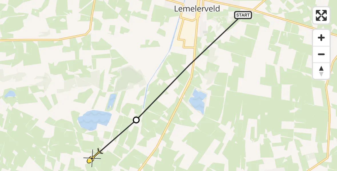 Routekaart van de vlucht: Ambulancehelikopter naar Raalte