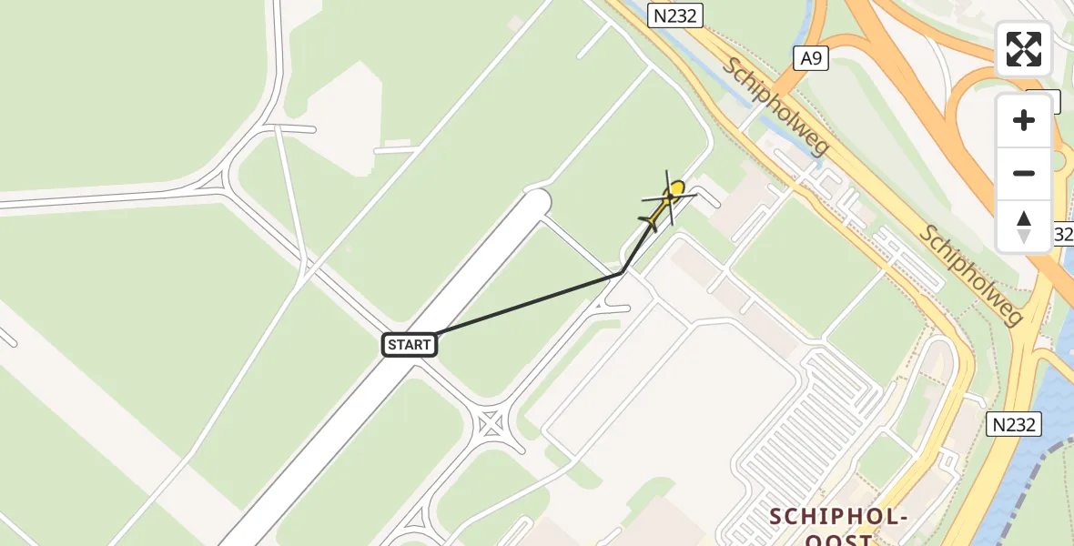 Vluchtroute Politiehelikopter van Schiphol naar Schiphol
