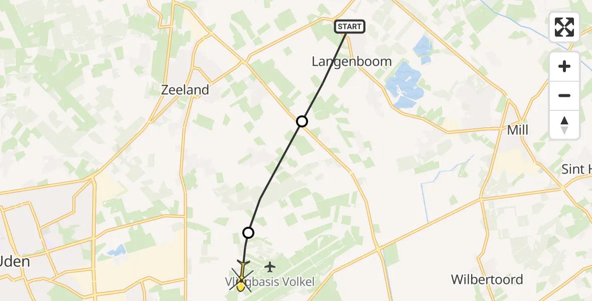 Routekaart van de vlucht: Lifeliner 3 naar Vliegbasis Volkel