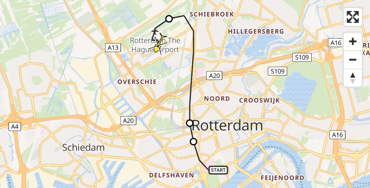 Routekaart van de vlucht: Lifeliner 2 naar Rotterdam The Hague Airport