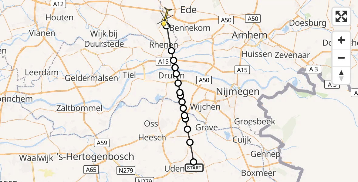 Routekaart van de vlucht: Lifeliner 3 naar Veenendaal