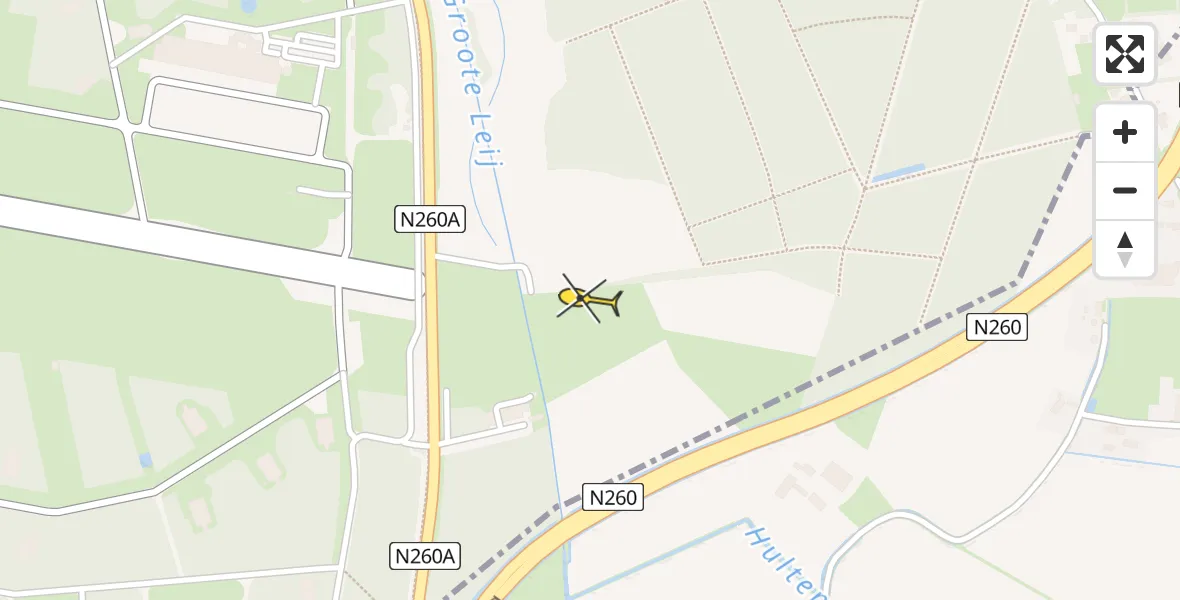 Routekaart van de vlucht: Politiehelikopter naar Hulten