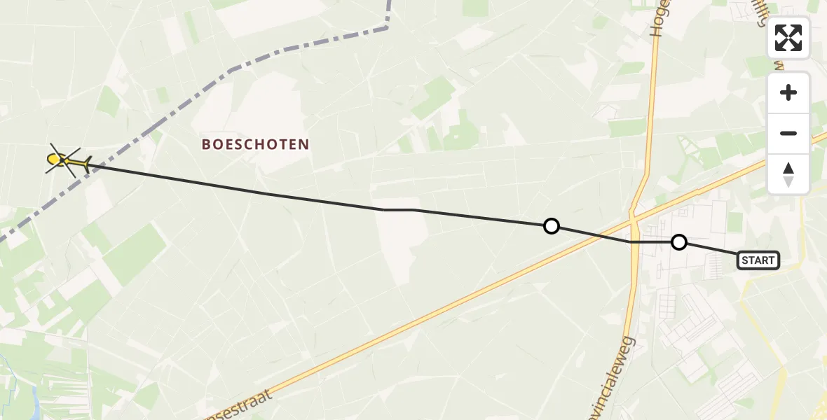 Routekaart van de vlucht: Politiehelikopter naar Putten