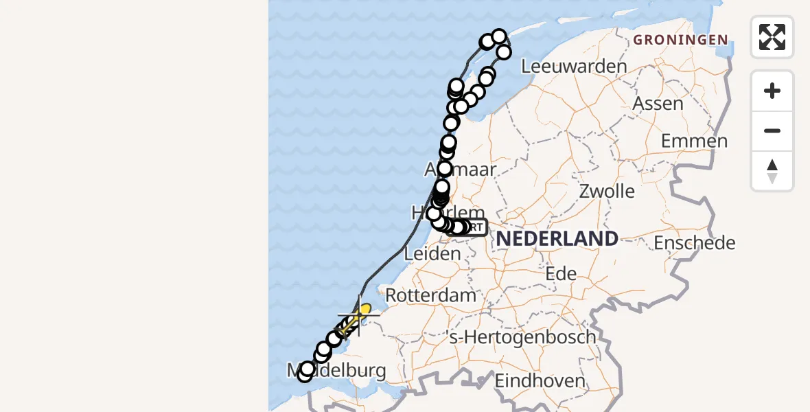 Routekaart van de vlucht: Politieheli naar 