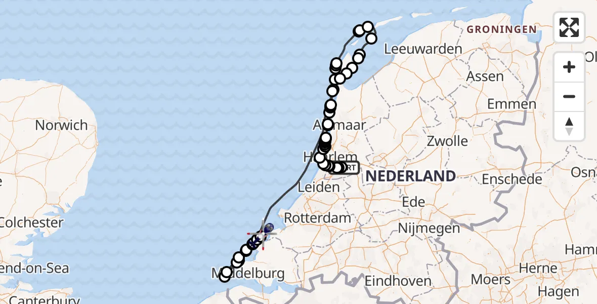 Vluchtroute Politiehelikopter Schiphol - , 07 december 2022, 15:05