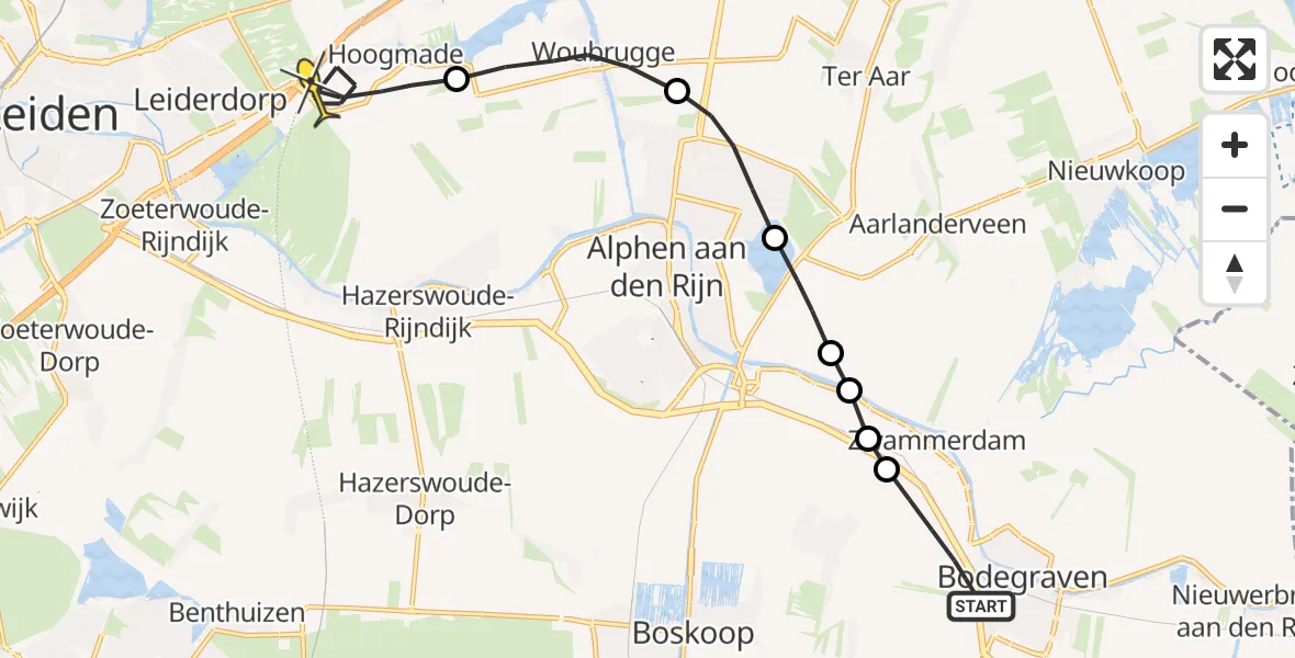 Routekaart van de vlucht: Lifeliner 2 naar Hoogmade