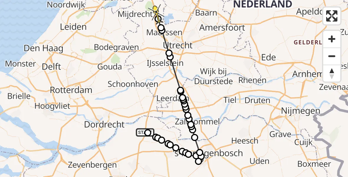 Routekaart van de vlucht: Politieheli naar Nieuwersluis