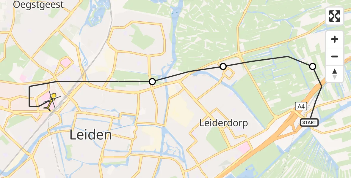 Routekaart van de vlucht: Lifeliner 2 naar Leiden