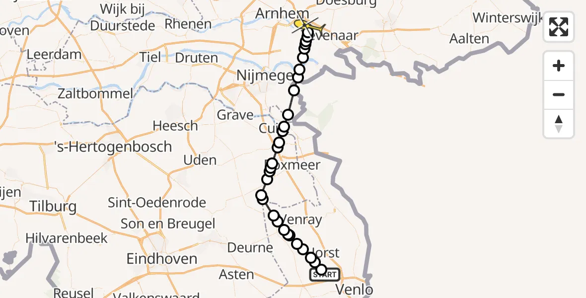 Routekaart van de vlucht: Lifeliner 3 naar Duiven