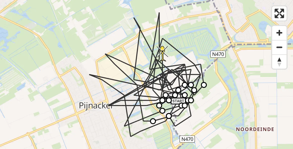Routekaart van de vlucht: Politieheli naar Pijnacker