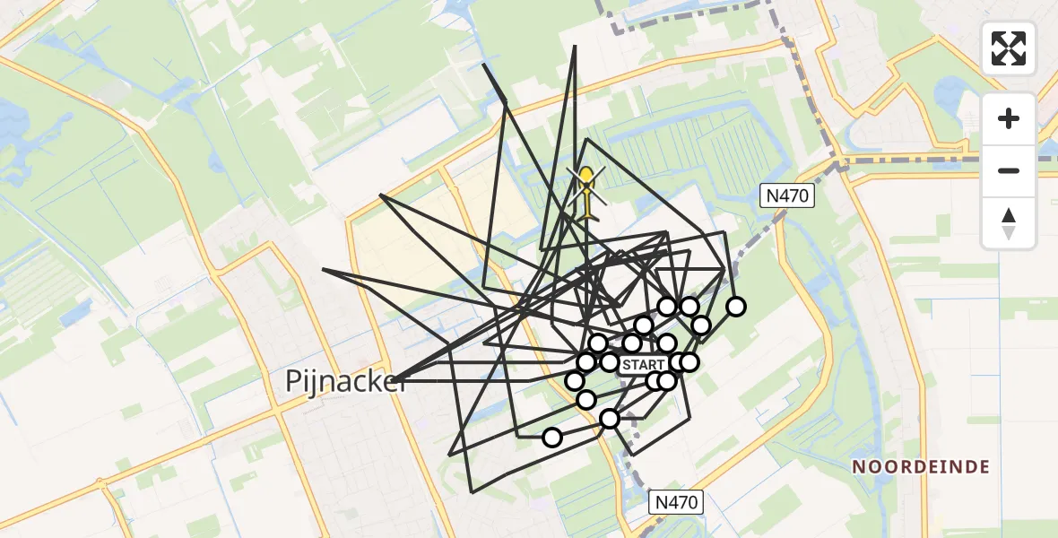Routekaart van de vlucht: Politiehelikopter naar Pijnacker