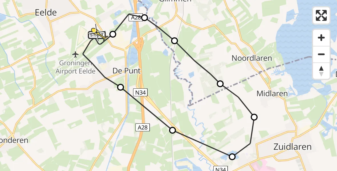 Routekaart van de vlucht: Lifeliner 4 naar Groningen Airport Eelde
