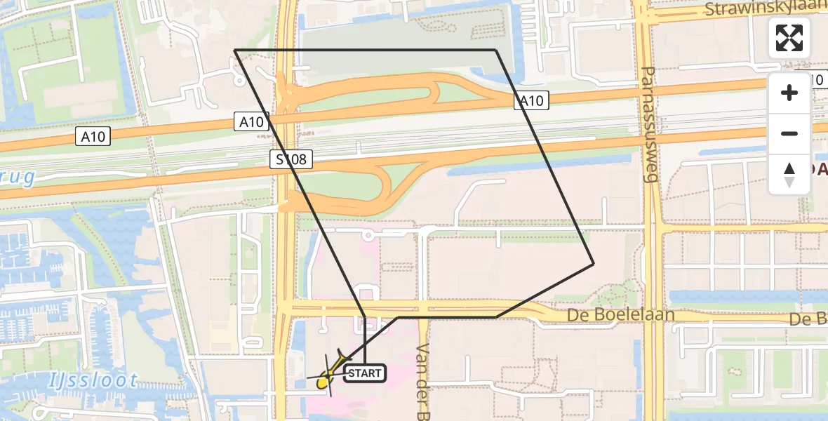 Routekaart van de vlucht: Lifeliner 1 naar VU Medisch Centrum Amsterdam