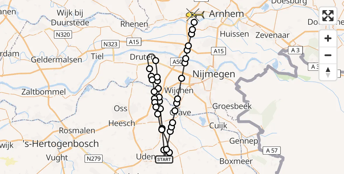 Routekaart van de vlucht: Lifeliner 3 naar Doorwerth