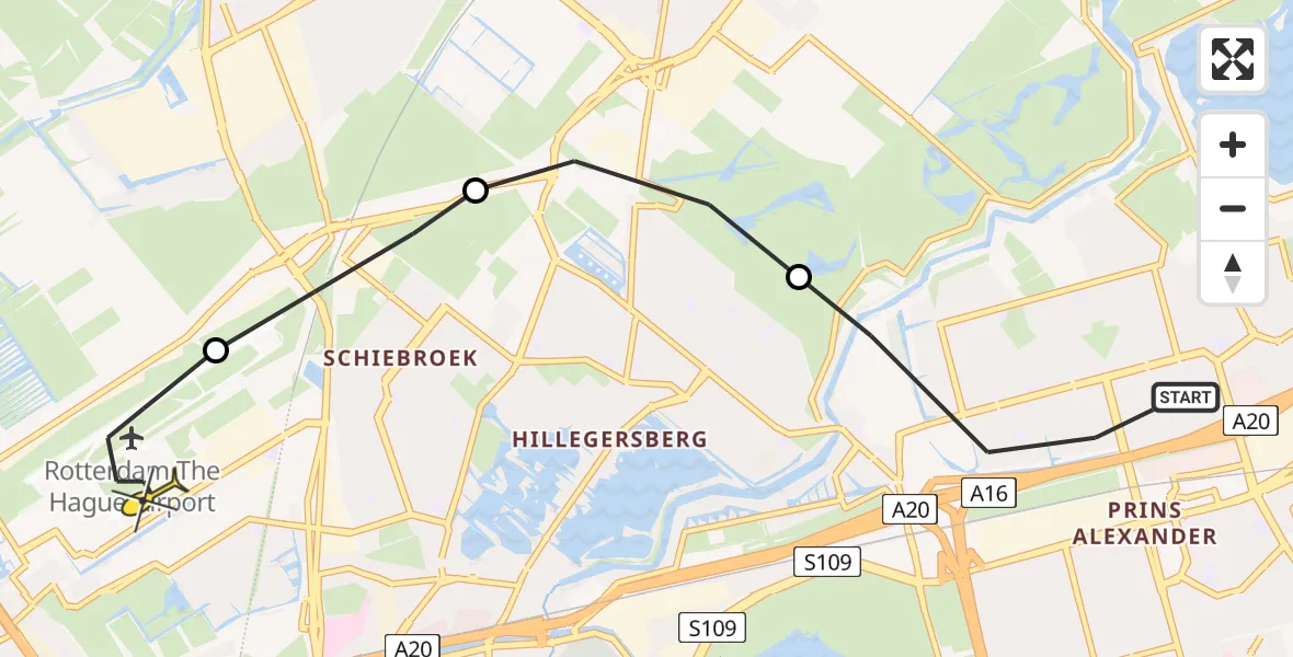 Routekaart van de vlucht: Lifeliner 2 naar Rotterdam The Hague Airport