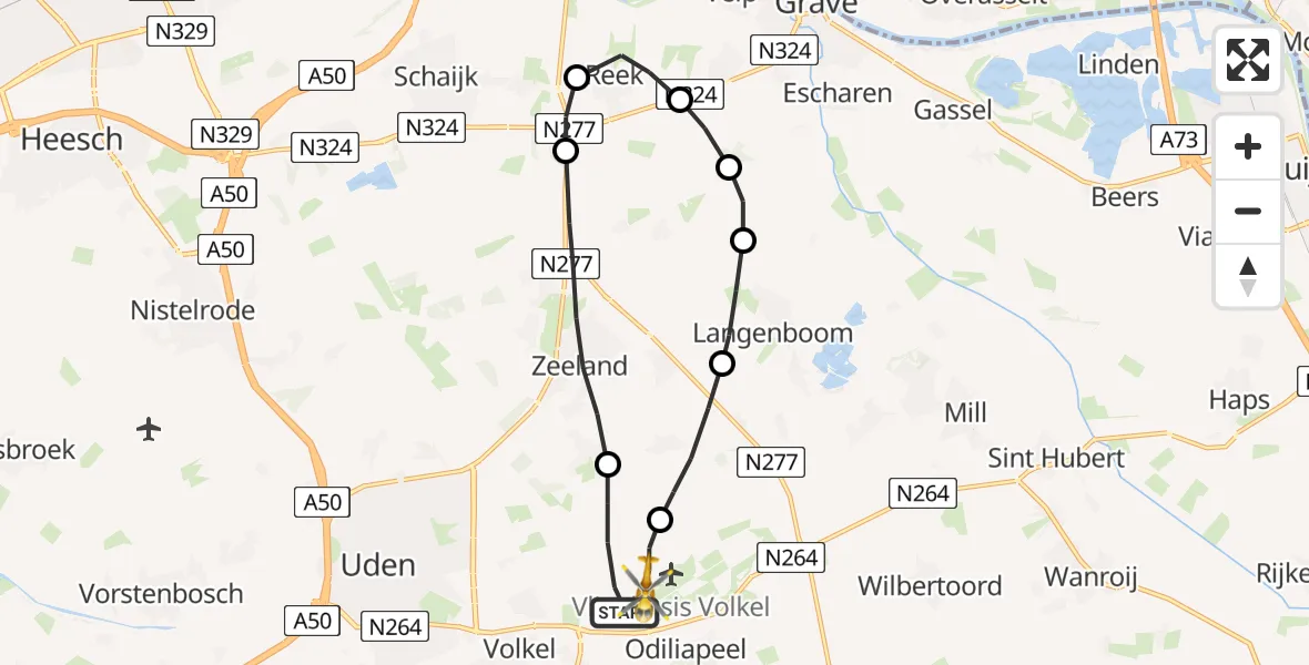 Vluchtroute Traumahelikopter Vliegbasis Volkel - Vliegbasis Volkel, 09 december 2022, 11:23